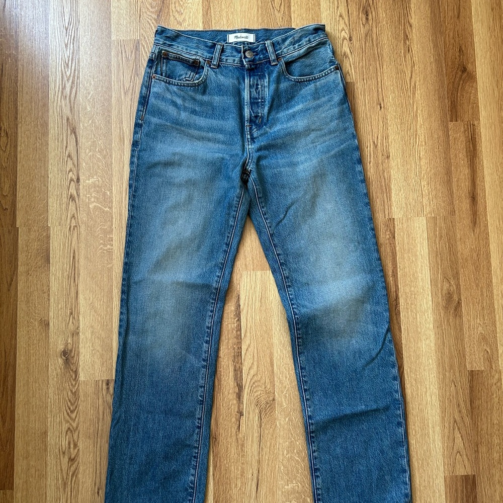 Madewell Longline Straight Jeans in Medium Blue Wash